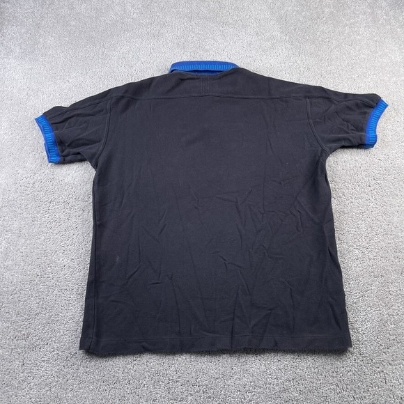 VINTAGE Fila Polo Shirt Mens Medium Black‎ Blue Logo Cotton Ringer Retro 90s - Picture 5 of 10